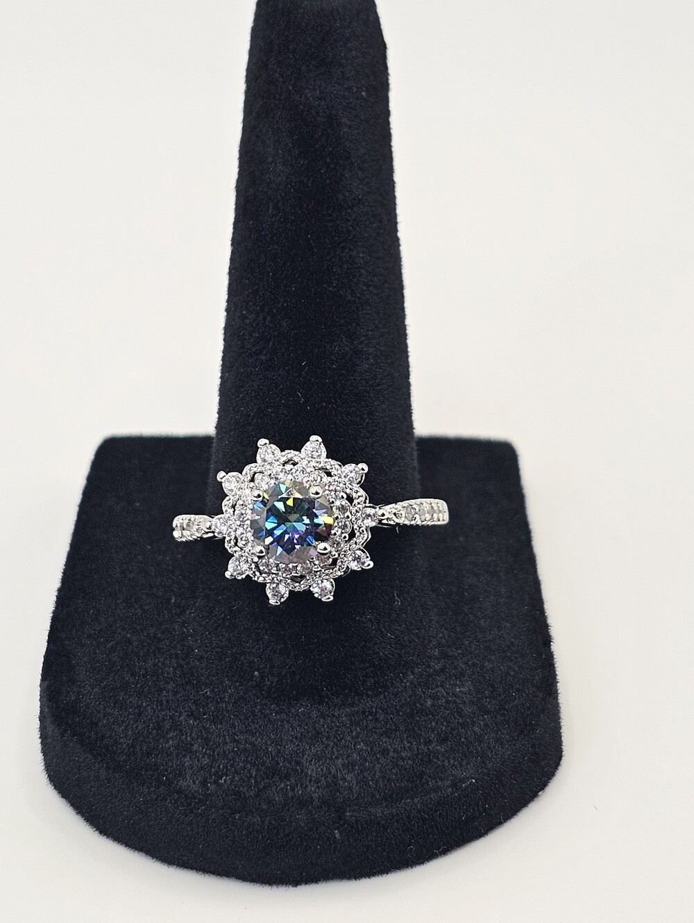 Adjustable 5-9 Blue/Purple Moissanite Ring